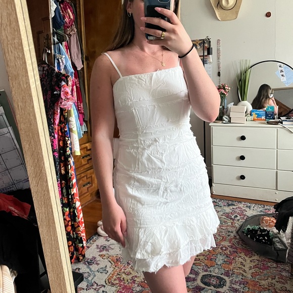 Dresses | White Ruffle Mini Dress | Poshmark